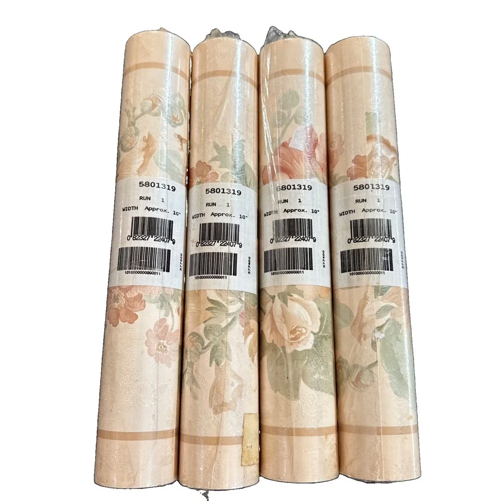 Vintage 90s Lot Of 4 Cottage Core Floral Wallpaper Border Prepasted 15 feet X 4